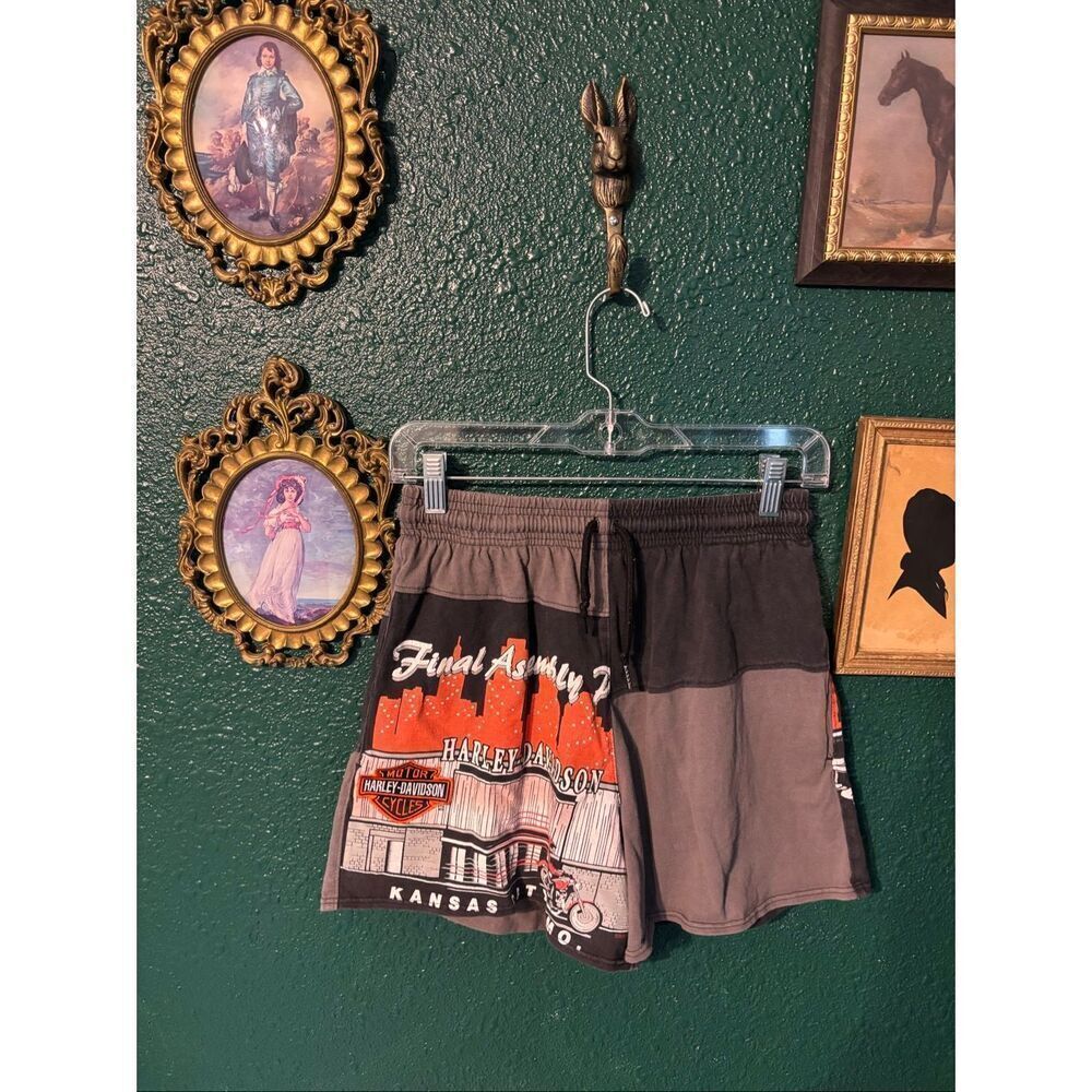 Harley Davidson Reworked High Rise Shorts Sz Medium Upcycled